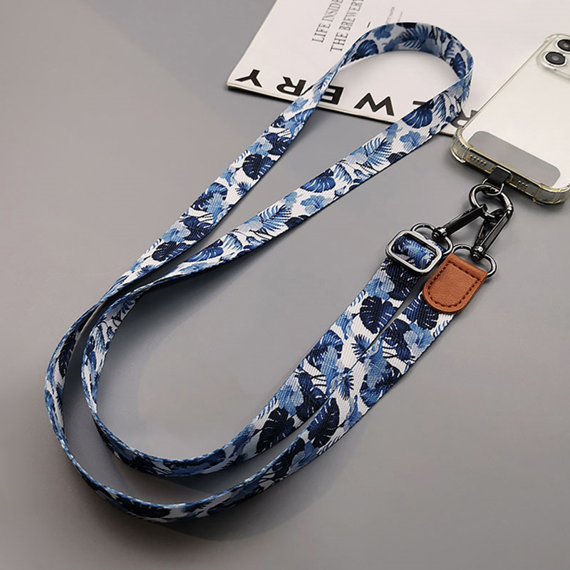 Crossbody Lanyard Neck Strap Case - Tali gantungan ponsel pola tropis, tali