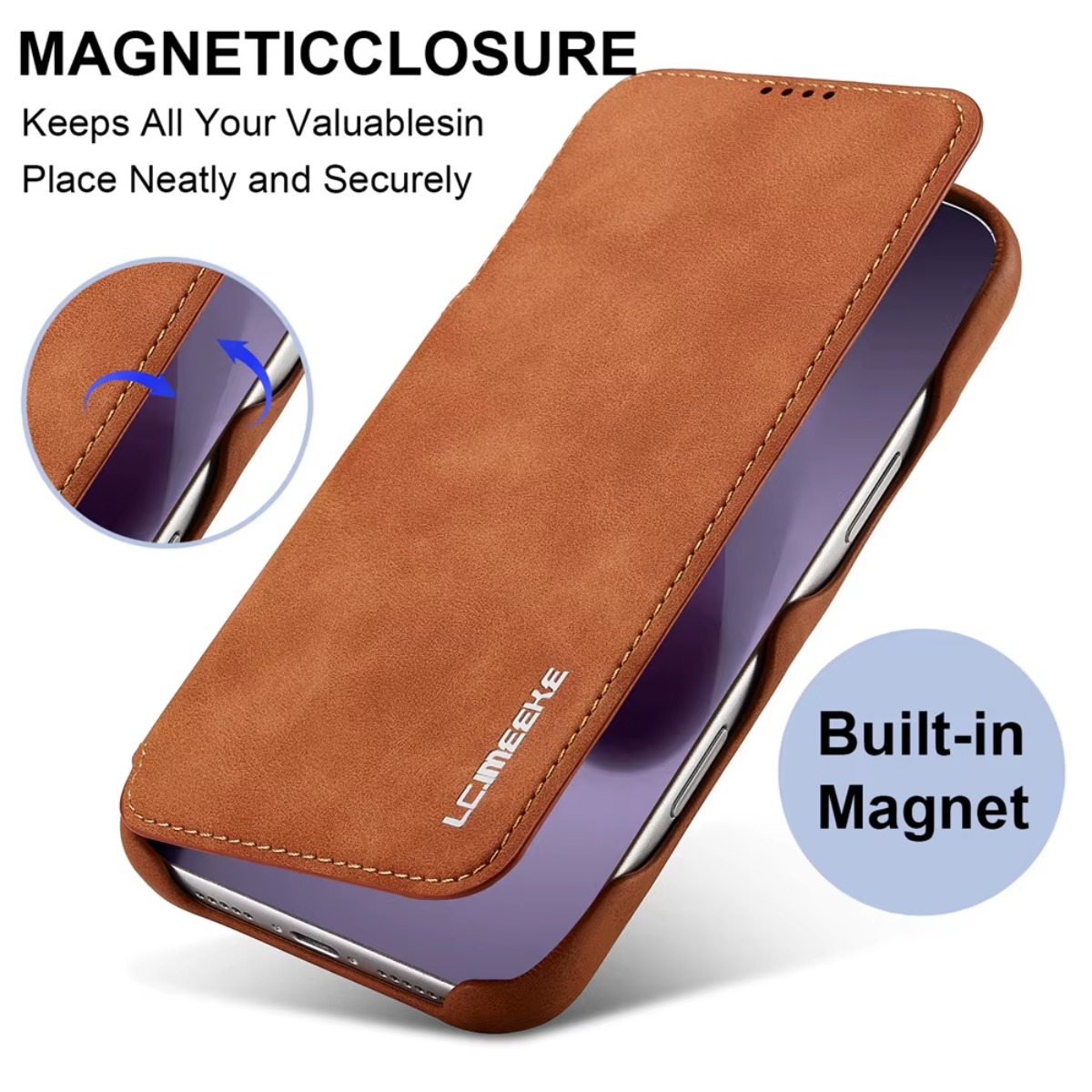 Leather Wallet Card Holder Phone Cover - Dompet Kulit dengan Penutup Magnetik dan