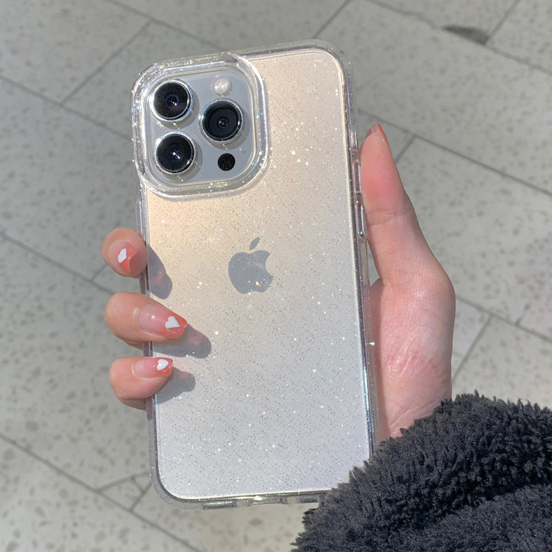 Clear Shockproof Bumper Case - Casing Ponsel Glitter Sederhana Transparan untuk