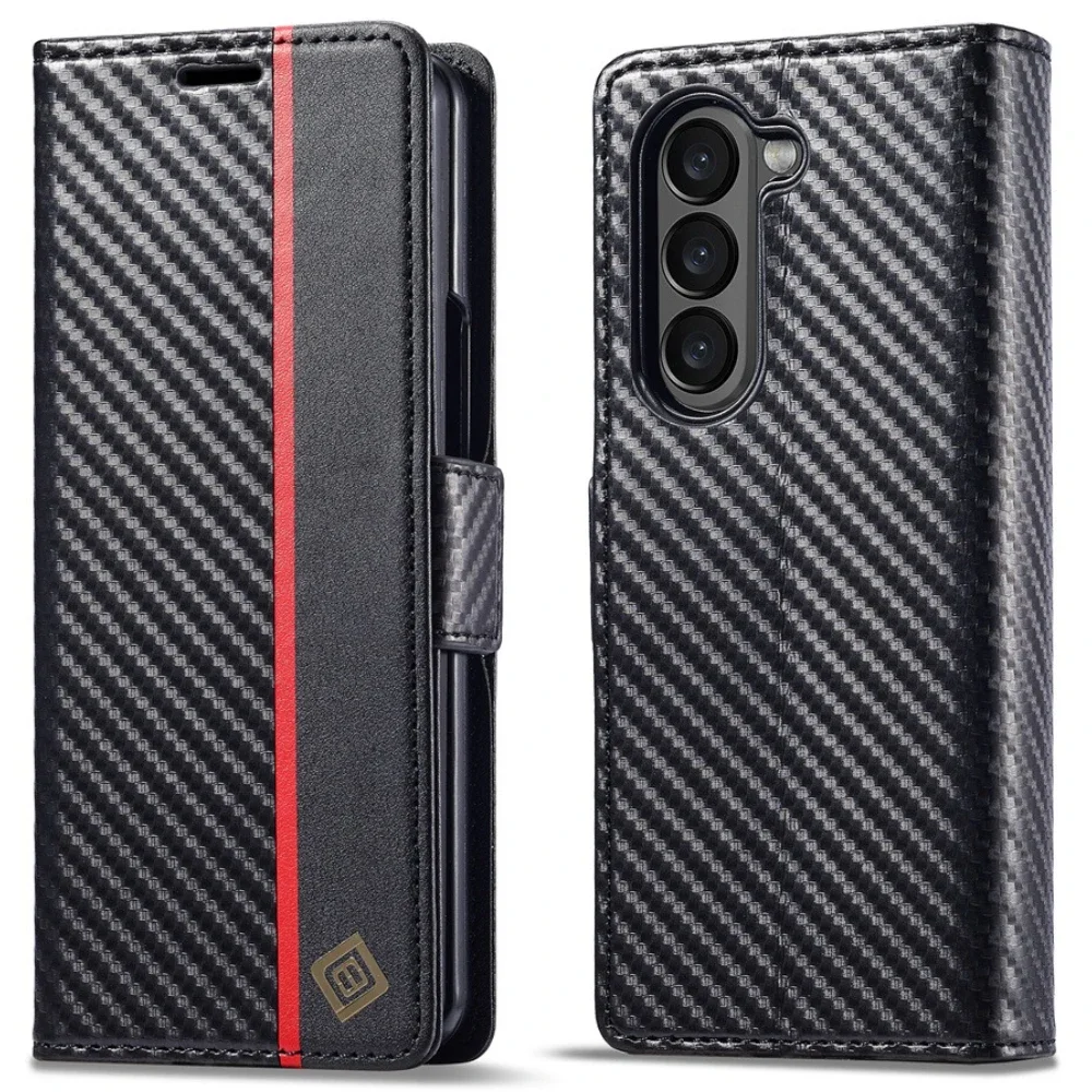 Penutup Kulit PU Serat Karbon  - Leather Wallet Card Holder Phone Cover ulasan dan harga