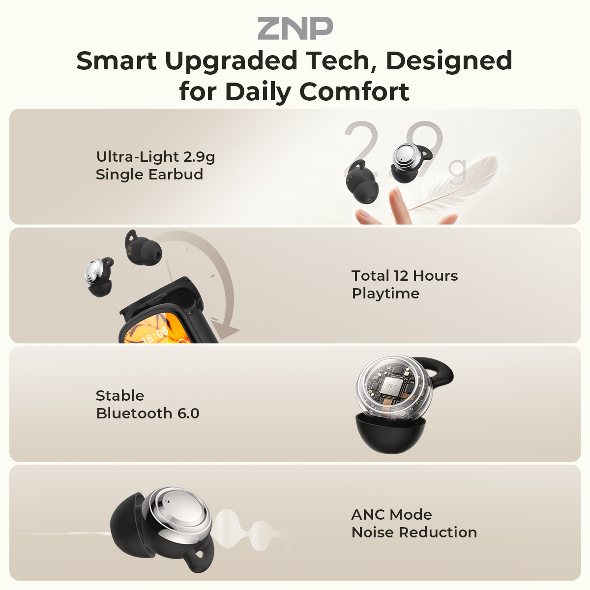 ZNP P04 Earbud Penenang Tidur  - Earphones ulasan dan harga