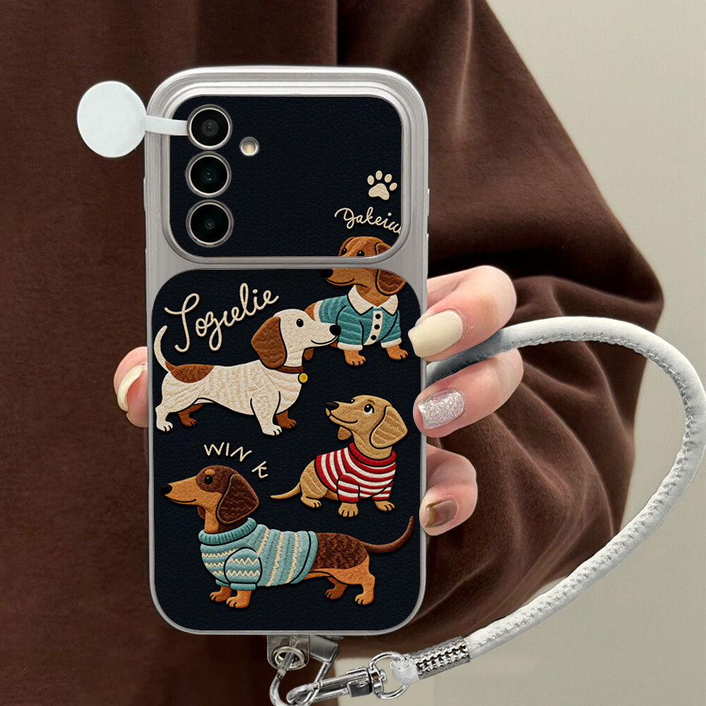 Casing Ponsel Kartun Dachshund - Cute Cartoon Wrist Strap Silicone Case ulasan dan harga