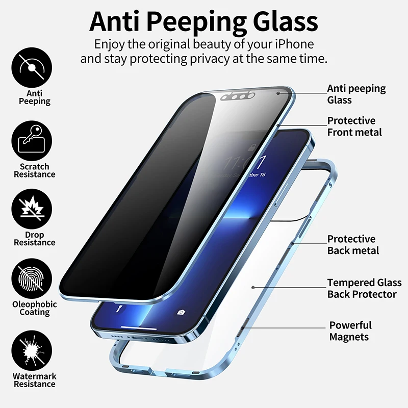 Casing Ponsel Magnetik Logam K - Anti Spy Privacy Glass Case ulasan dan harga
