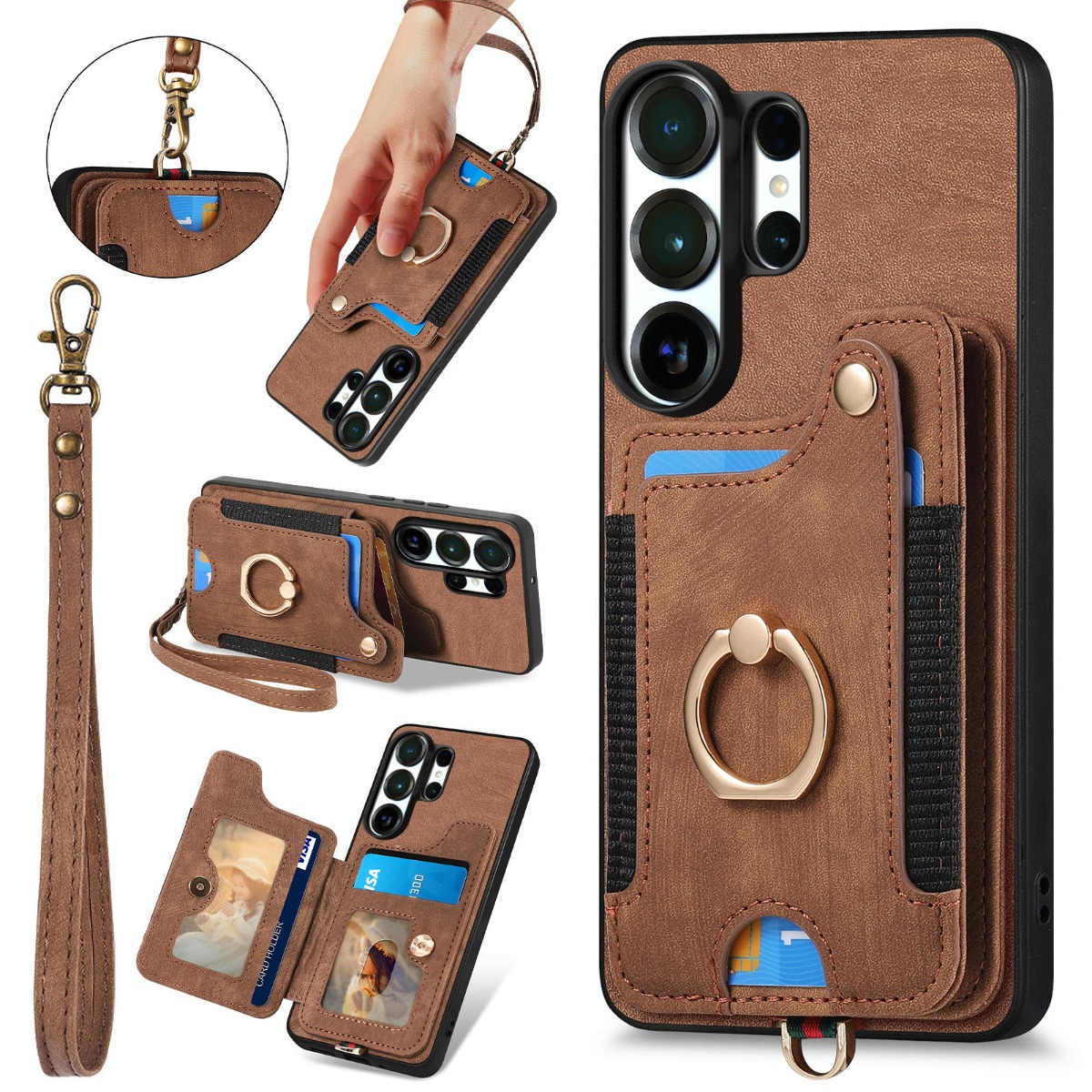 Casing Ponsel untuk Samsung S2 - Leather Wallet Card Holder Phone Cover ulasan dan harga