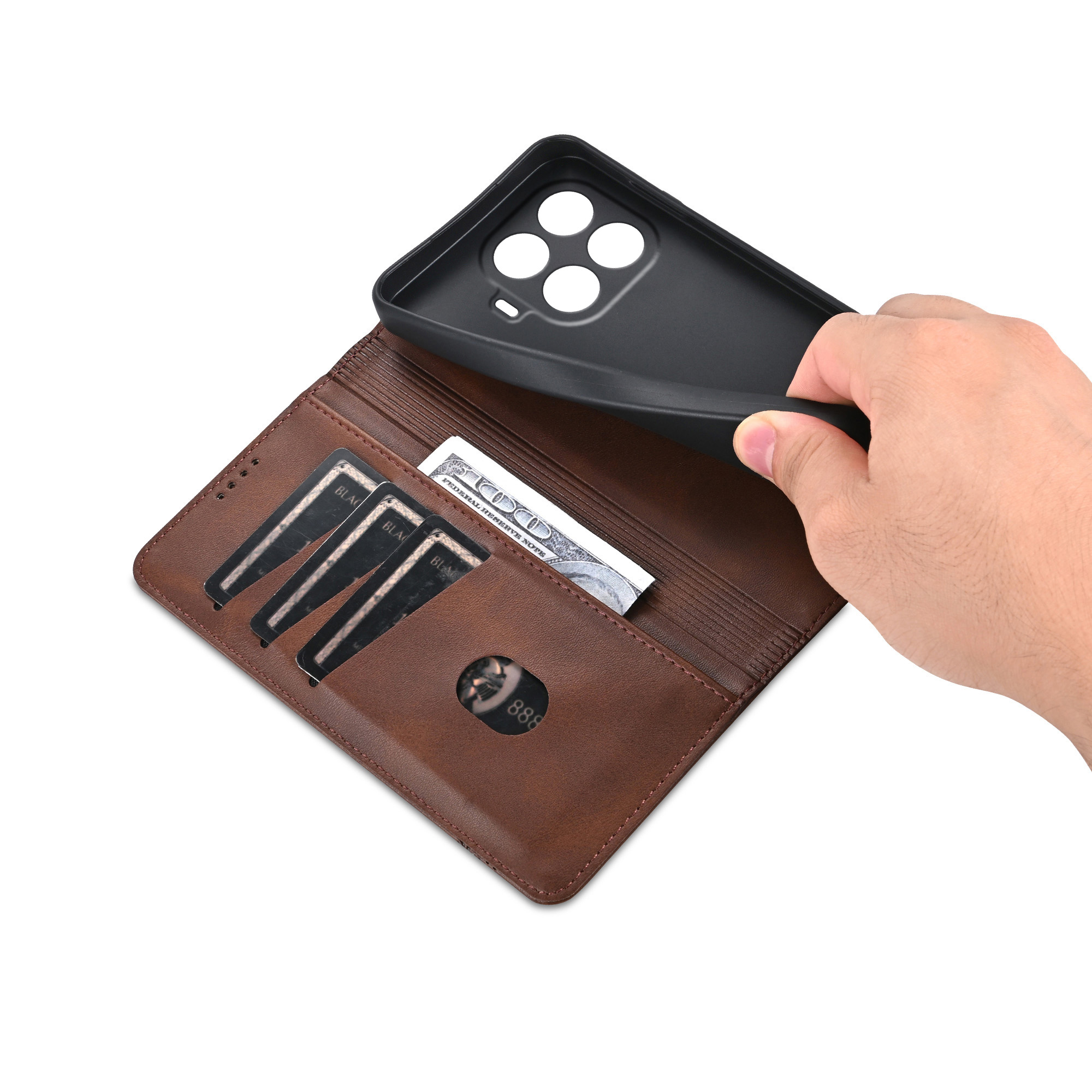 Casing Kulit Lipat Bisnis untu - Leather Wallet Card Holder Phone Cover ulasan dan harga